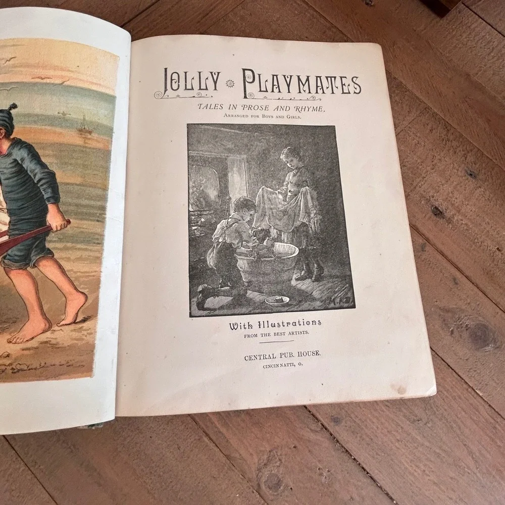 Antique 1892 Jolly Playmates Tales in Prose and Rhyme Illustrated Childrens Book